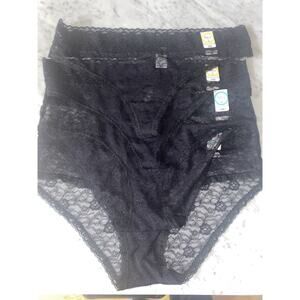 Flirtitude Cheeky Panties XL Thong Lot of 4 Black Lace New